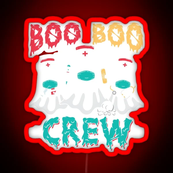 Boo Boo Crew Nurse Halloween Ghost Costume RGB Neon Sign