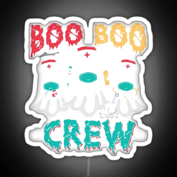 Boo Boo Crew Nurse Halloween Ghost Costume RGB Neon Sign