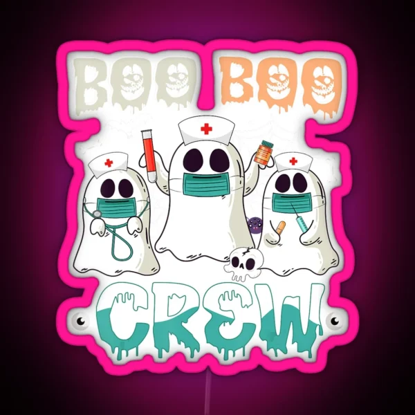 Boo Boo Crew Nurse Halloween Ghost Costume Womens RGB Neon Sign