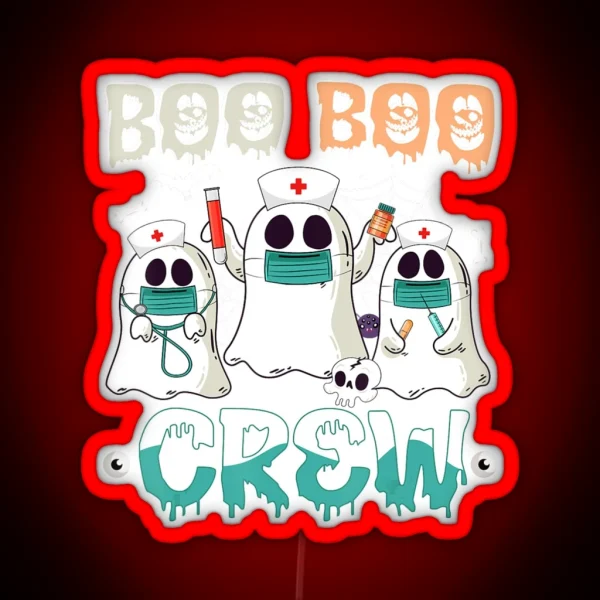 Boo Boo Crew Nurse Halloween Ghost Costume Womens RGB Neon Sign