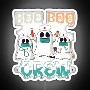 Boo Boo Crew Nurse Halloween Ghost Costume Womens RGB Neon Sign