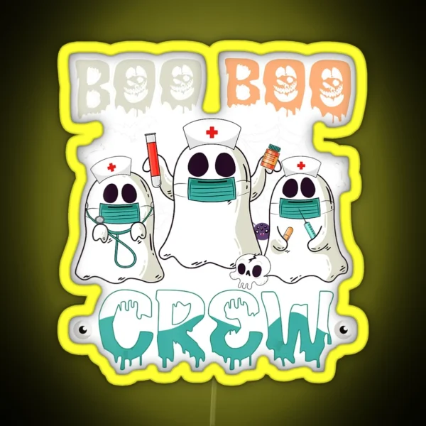 Boo Boo Crew Nurse Halloween Ghost Costume Womens RGB Neon Sign