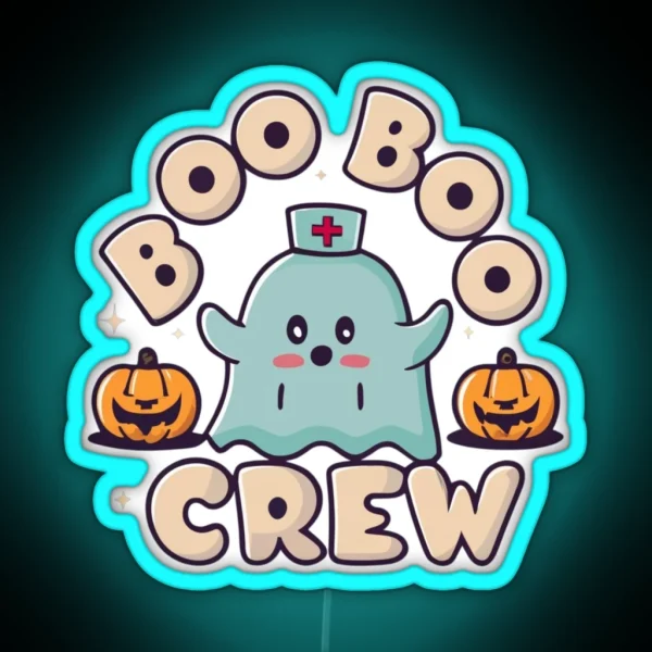 Boo Boo Crew Nurse Halloween Nurse RGB Neon Sign