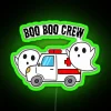 Vibrant neon sign featuring colorful Boogie Woogie crew characters