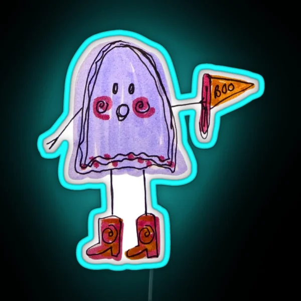 BOO Ghost In Boots RGB Neon Sign