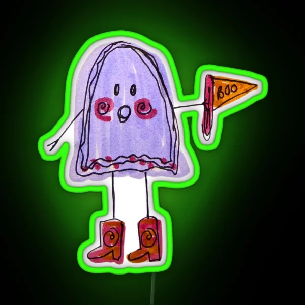 BOO Ghost In Boots RGB Neon Sign