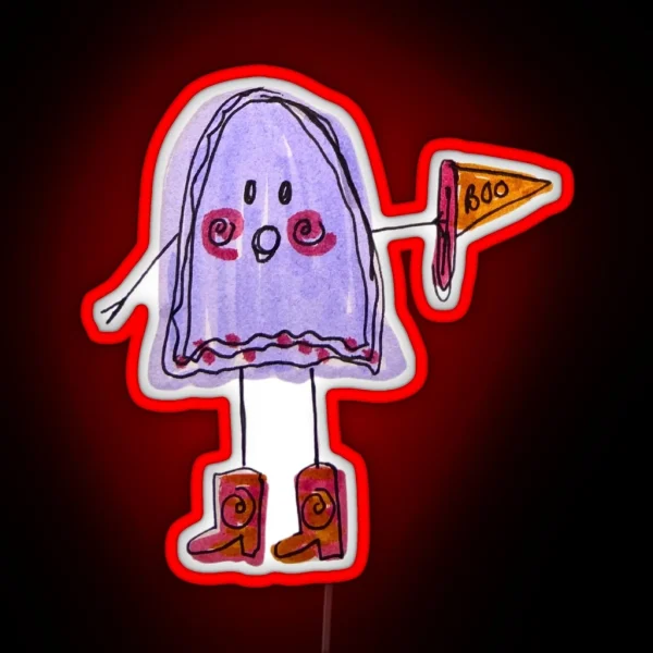 BOO Ghost In Boots RGB Neon Sign