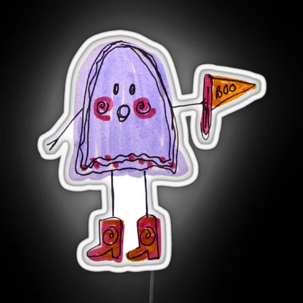 BOO Ghost In Boots RGB Neon Sign