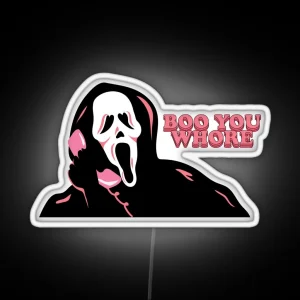 BOO YOU WHORE Ghost Face RGB Neon Sign