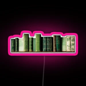 Book Aesthetic Green Open Book With Flowers Growing From Book RGB Neon Sign