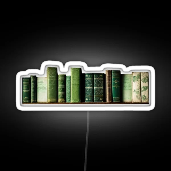 Book Aesthetic Green Open Book With Flowers Growing From Book RGB Neon Sign