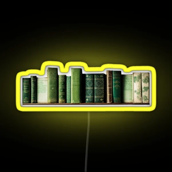 Book Aesthetic Green Open Book With Flowers Growing From Book RGB Neon Sign