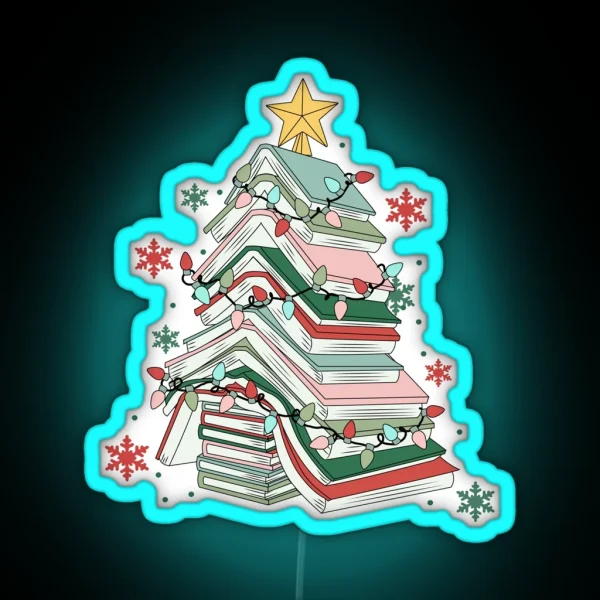 Book Christmas Tree RGB Neon Sign