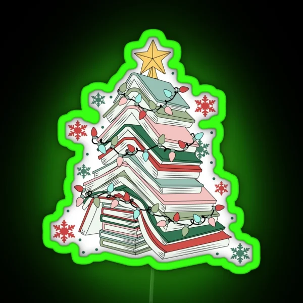 Book Christmas Tree RGB Neon Sign