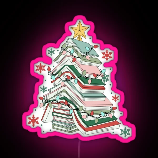 Book Christmas Tree RGB Neon Sign
