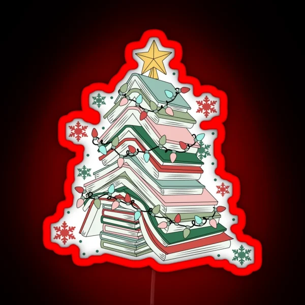 Book Christmas Tree RGB Neon Sign