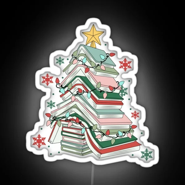 Book Christmas Tree RGB Neon Sign