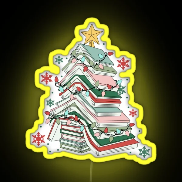 Book Christmas Tree RGB Neon Sign