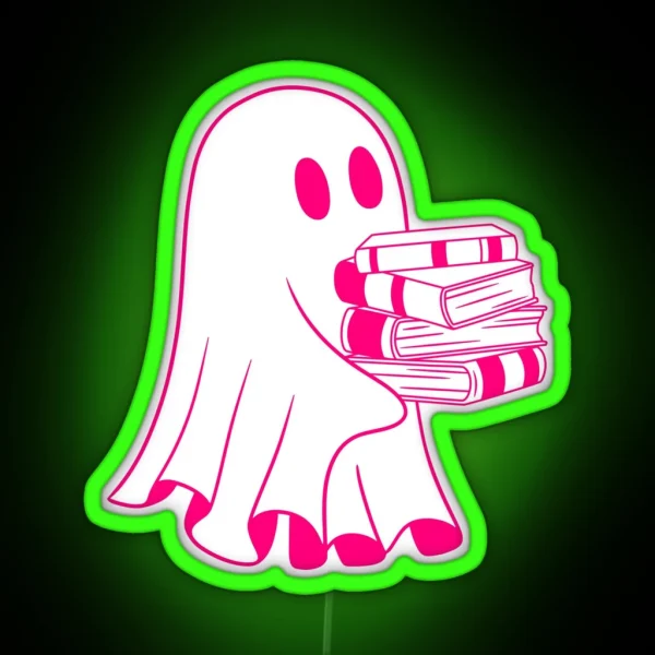 Book Reading Sheet Ghost RGB Neon Sign