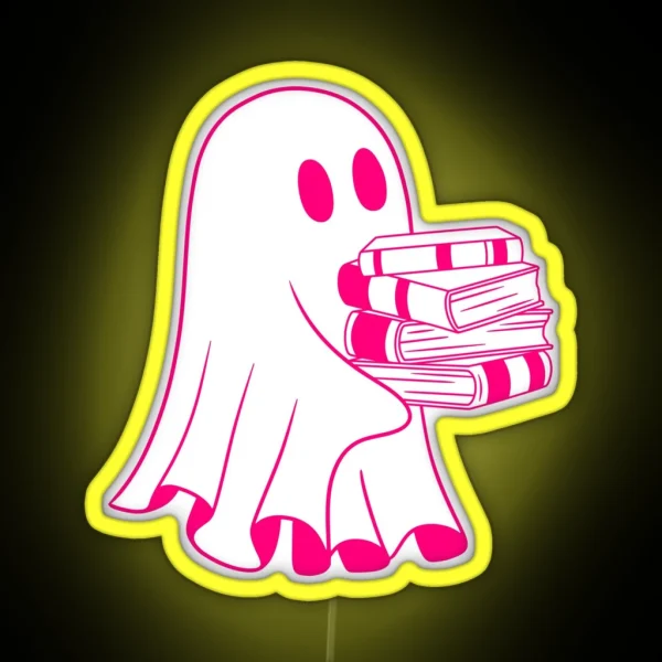Book Reading Sheet Ghost RGB Neon Sign