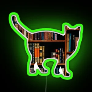 Books And Cat RGB Neon Sign