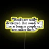 Shatter Me Quote RGB Neon Sign with Book Destruction Theme Design