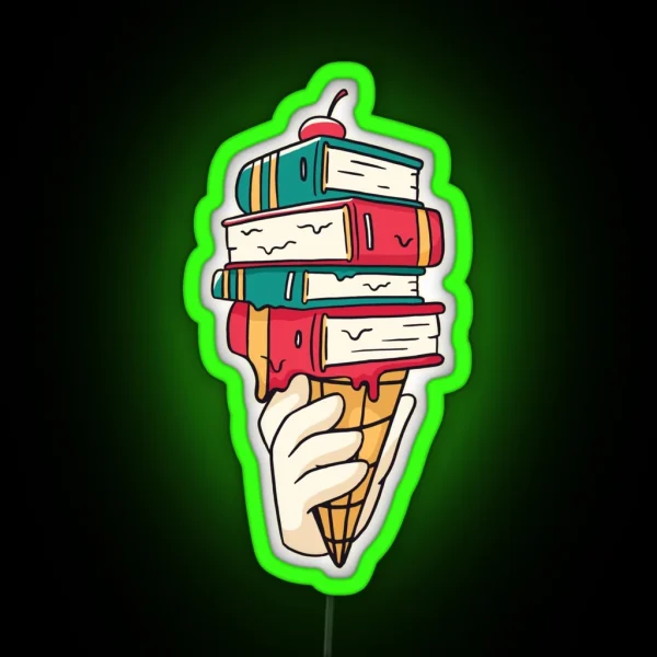 Books Ice Cream RGB Neon Sign