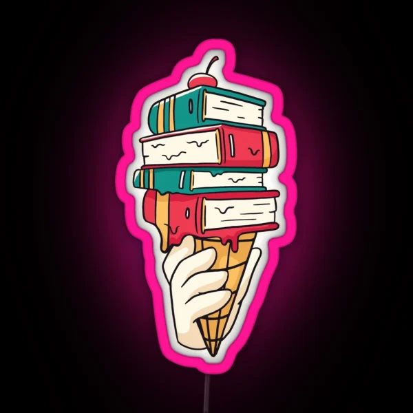 Books Ice Cream RGB Neon Sign