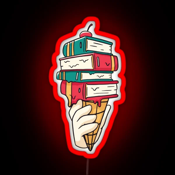 Books Ice Cream RGB Neon Sign