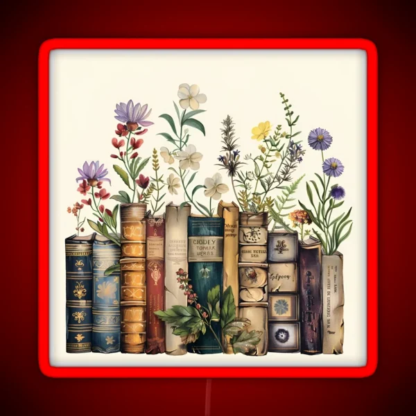 Books With Flowers RGB Neon Sign