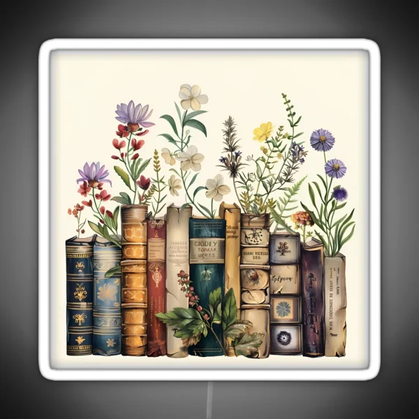 Books With Flowers RGB Neon Sign