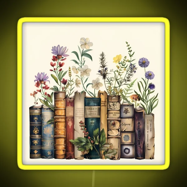 Books With Flowers RGB Neon Sign