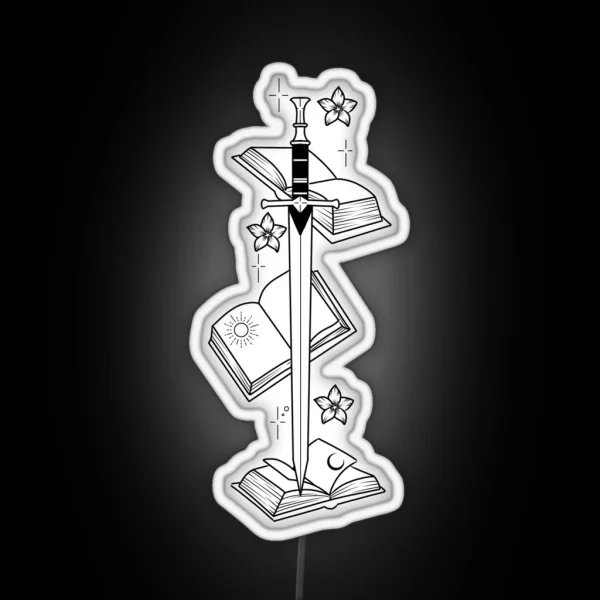 Bookworm Sword Design RGB Neon Sign