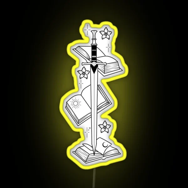 Bookworm Sword Design RGB Neon Sign