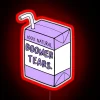 Whimsical nostalgia meets modern flair in glowing Boomer Tears lettering.