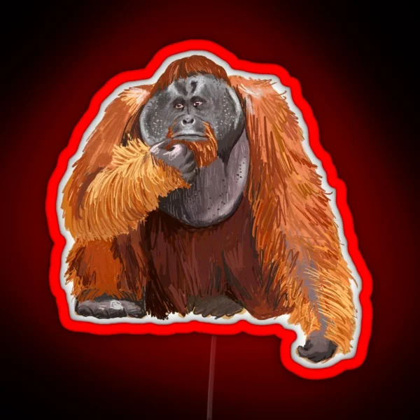 Borneo Orangutan Critically Endangered RGB Neon Sign