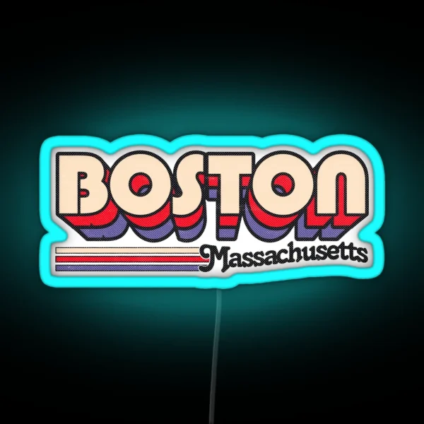 Boston MA City Stripes RGB Neon Sign