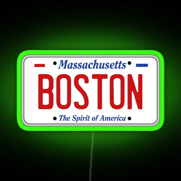 BOSTON Massachusetts License Plate RGB Neon Sign