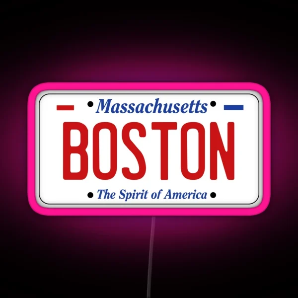 BOSTON Massachusetts License Plate RGB Neon Sign