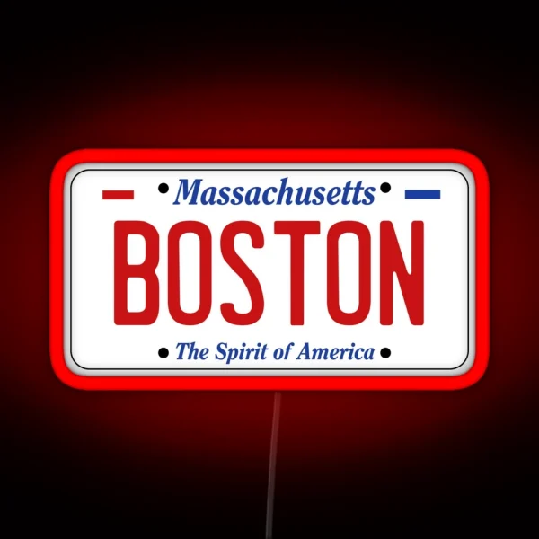 BOSTON Massachusetts License Plate RGB Neon Sign