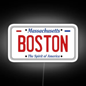 BOSTON Massachusetts License Plate RGB Neon Sign