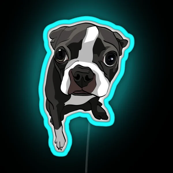 Boston Terrier Expressions RGB Neon Sign