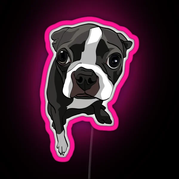 Boston Terrier Expressions RGB Neon Sign