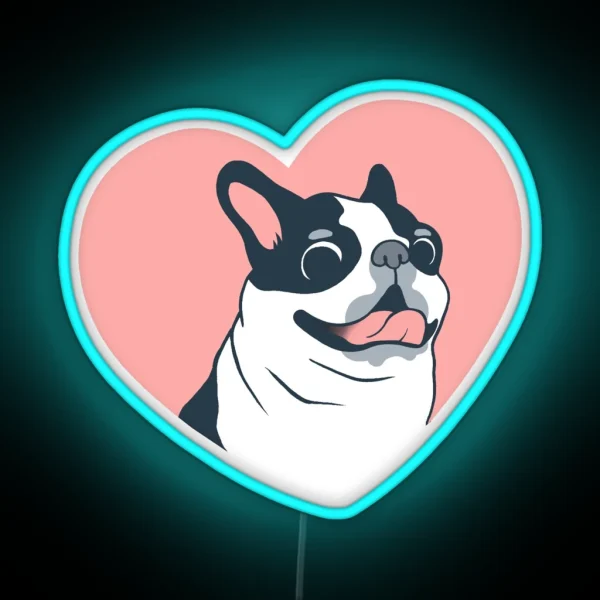 Boston Terrier Love RGB Neon Sign