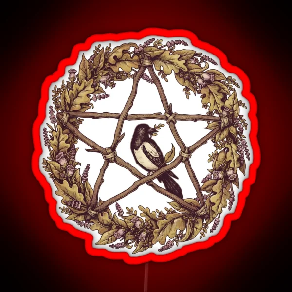 Botanical Pentacle Wreath Witch RGB Neon Sign