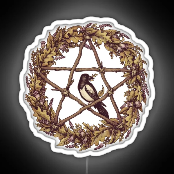 Botanical Pentacle Wreath Witch RGB Neon Sign