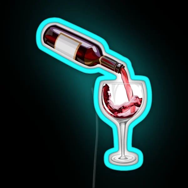 Bottle And Glass Of Wine RGB Neon Sign