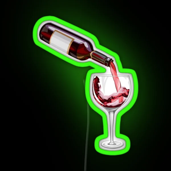 Bottle And Glass Of Wine RGB Neon Sign