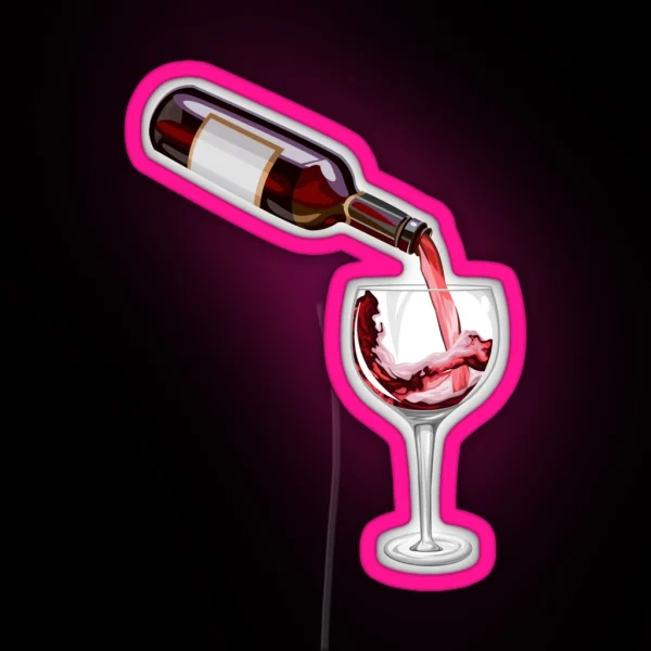 Bottle And Glass Of Wine RGB Neon Sign