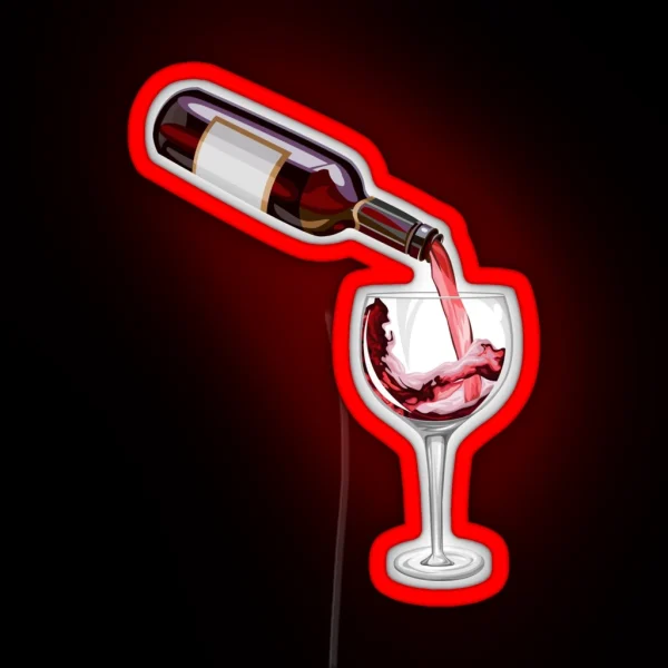 Bottle And Glass Of Wine RGB Neon Sign